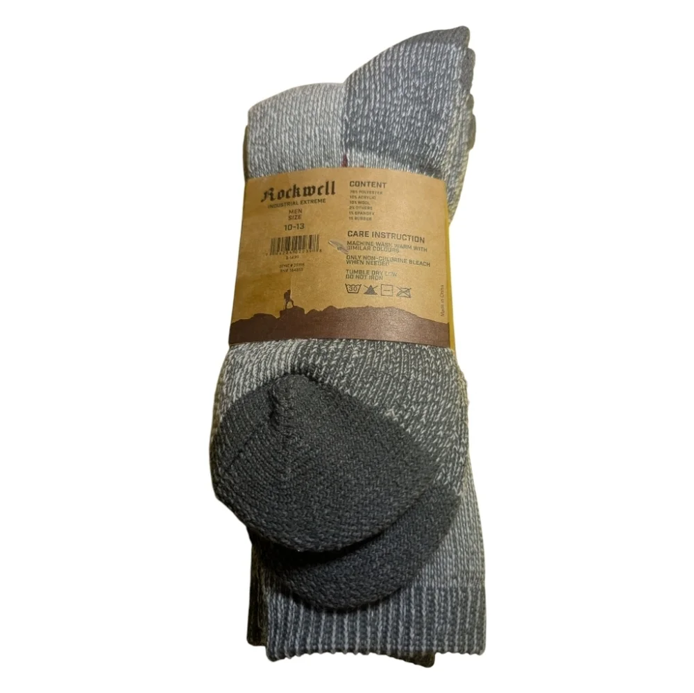 Rockwell Industrial Extreme Socks Mens 10-13 Gray Wool Blend